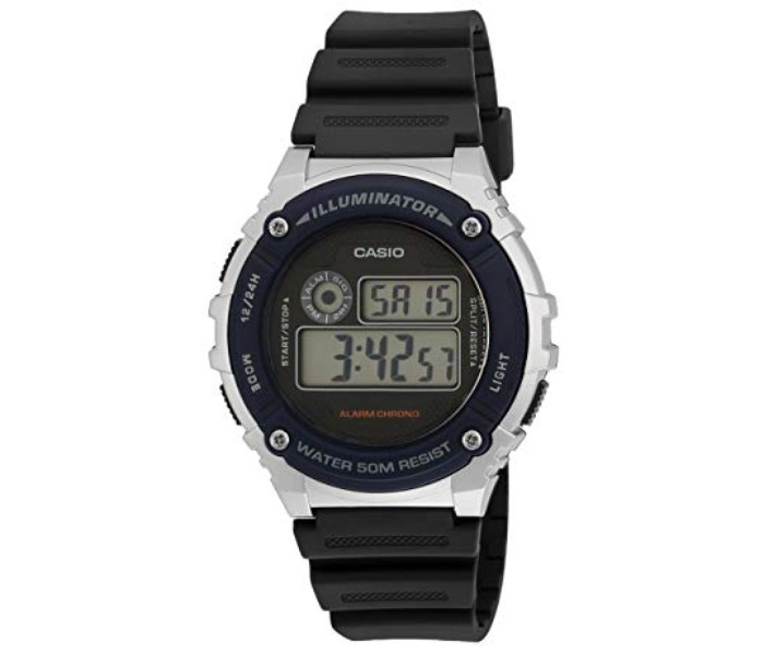 Casio W-216H-2AVDF Mens Sports Watch Black and Silver - Zoom Image