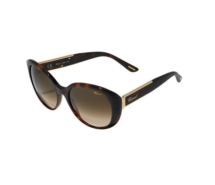 Chopard SCH188S 09XK Oval Shiny Dark Havana Frame & Brown Gradient Mirrored Sunglasses for Women - Zoom Image