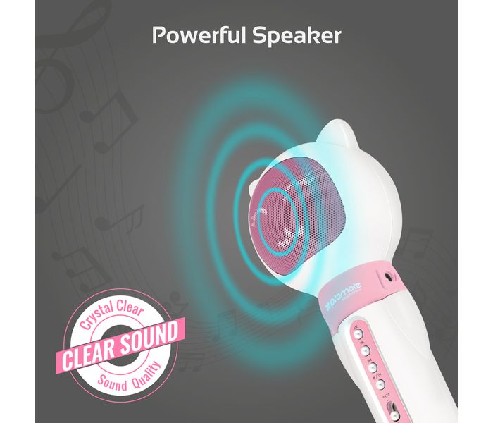 Promate Rockstar Kiddie Wireless Karaoke Microphone with Hi-Fi Wireless Speaker, Pink - Zoom Image 1