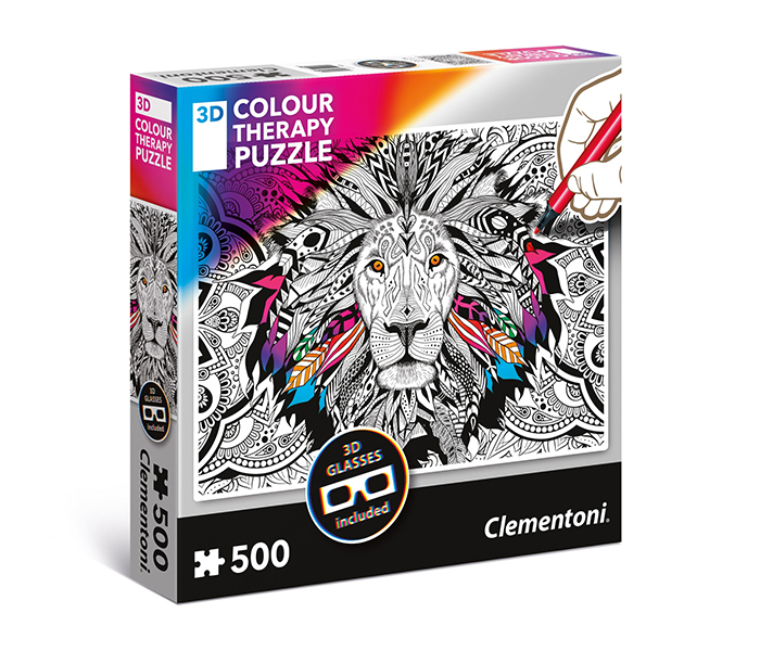 Clementoni 35051 3D Colour Therapy Lion Adult Puzzle - 500 Pieces - Zoom Image 3