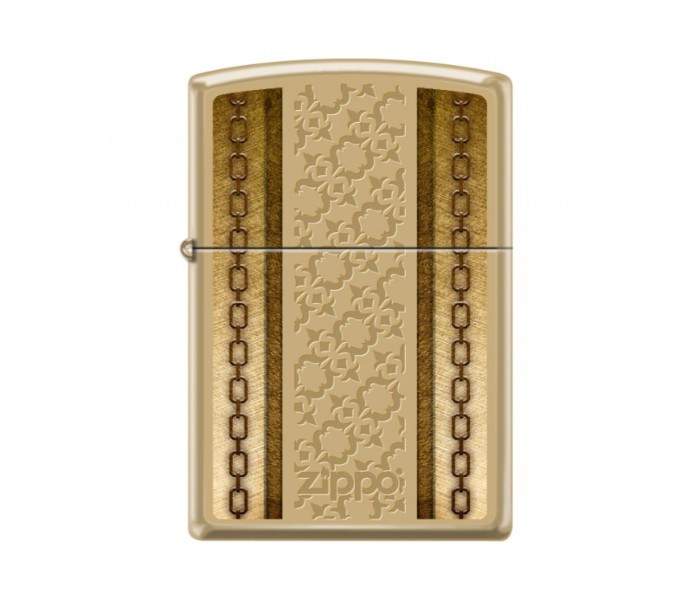 Zippo 254B-MP401062 Brass Chain and Pattern with Lighter Gold - Zoom Image