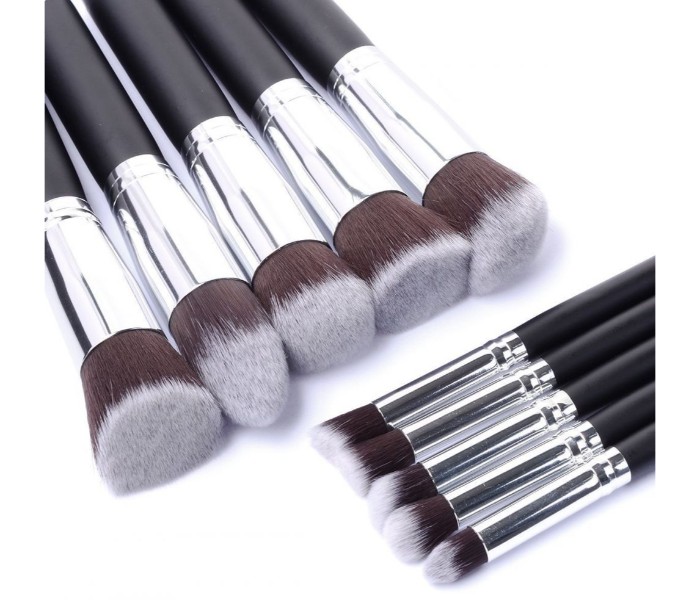 Cosmetic Makeup Beauty Brushes 10 Piece with Leather Case Pouch CM010 Black - Zoom Image 1