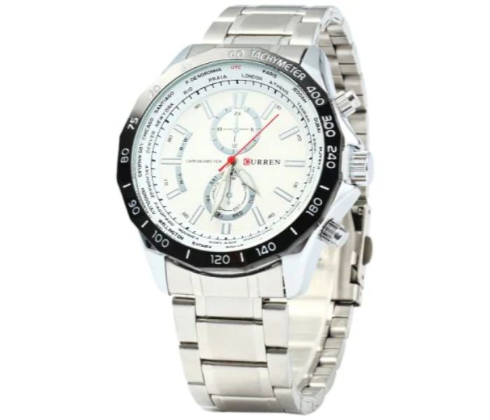 Curren 8186 Stainless Steel Analog Watch For Men White And Silver - Zoom Image 1