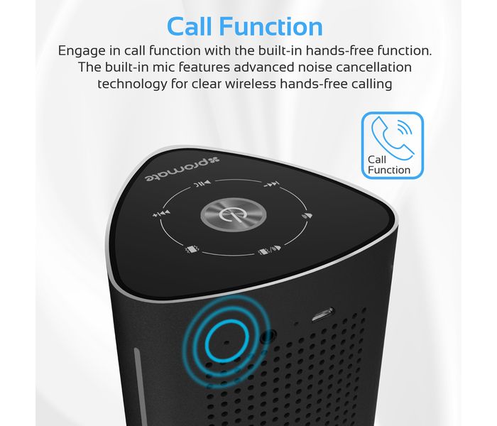 Promate Cyclone Portable Bluetooth Speaker with Touch Control System - Black - Zoom Image 2