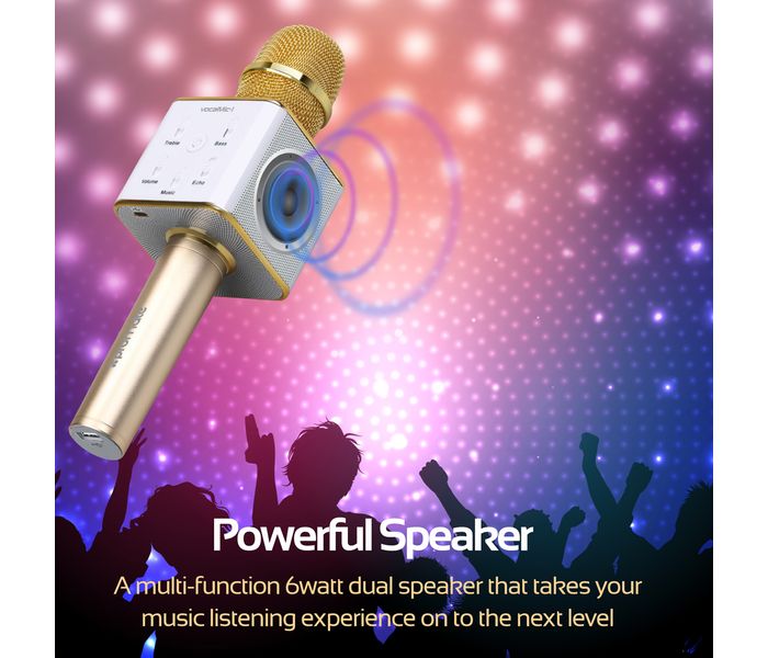 Promate VocalMic-1 Portable Wireless Bluetooth Microphone with Karaoke Player, Gold - Zoom Image 2