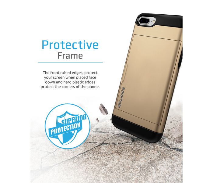 Promate VaultCase-i7P Shockproof Protective iPhone 7 Case with Secure Card Slot, Gold - Zoom Image 3