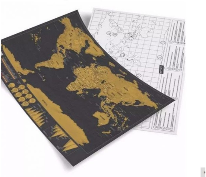 Scratch off World Travel Map for Education SWMB7 Black and Brown - Zoom Image 1