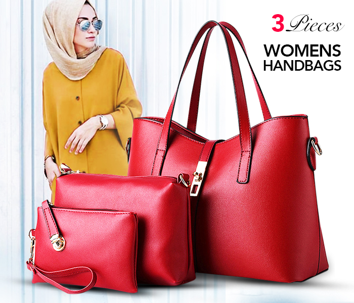 AKM AKM013 3PCS Rich Quality Womens Shoulder & Handbags - Red - Zoom Image 2