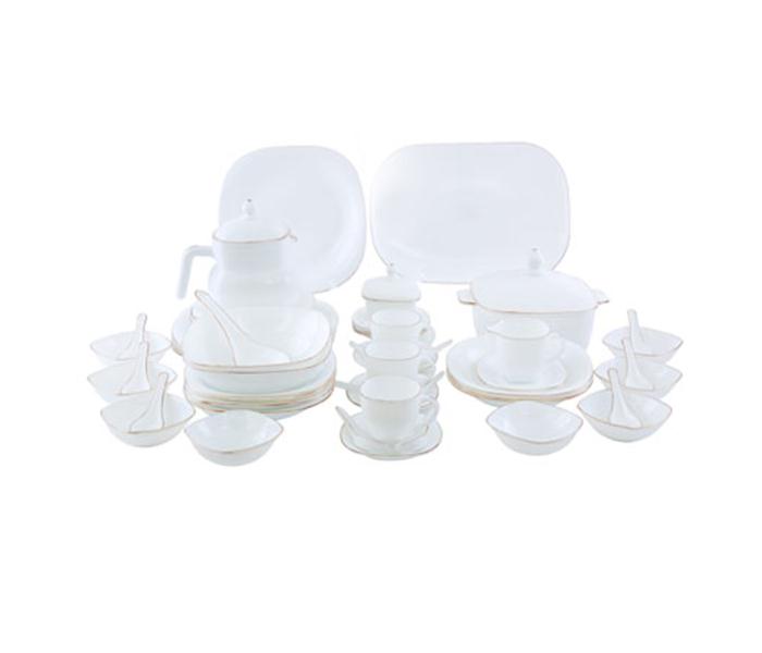 Royalford RF6809 Opal Ware Lyra Square Gold Line Dinner Set - White, 96 Pieces - Zoom Image 5