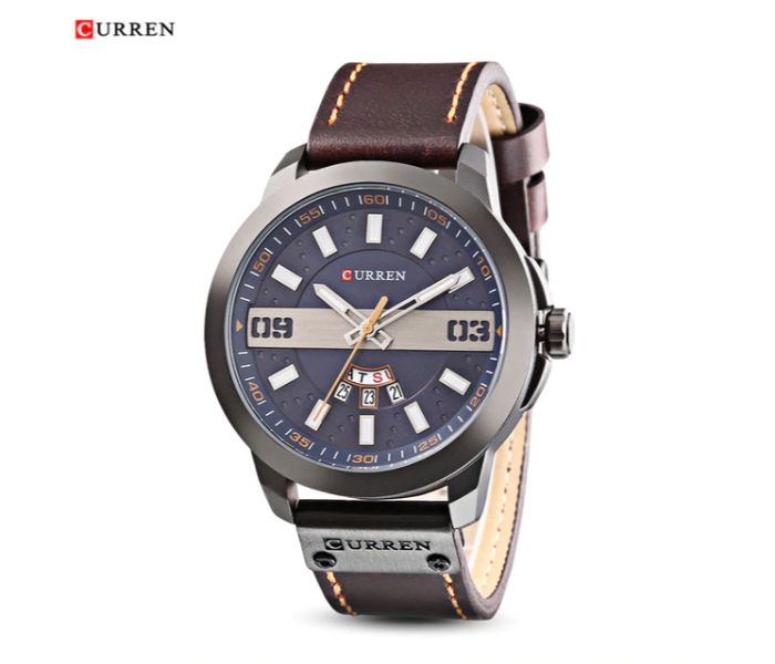 Curren 8286 Business Quartz Watch For Men Coffee and Blue - Zoom Image