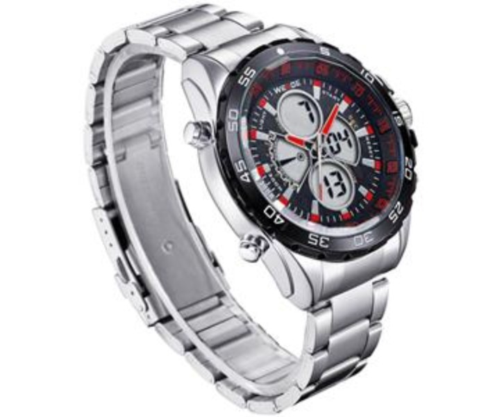 Weide WH 1103PU Mens Digital and Analog Watch Silver and Red - Zoom Image 2