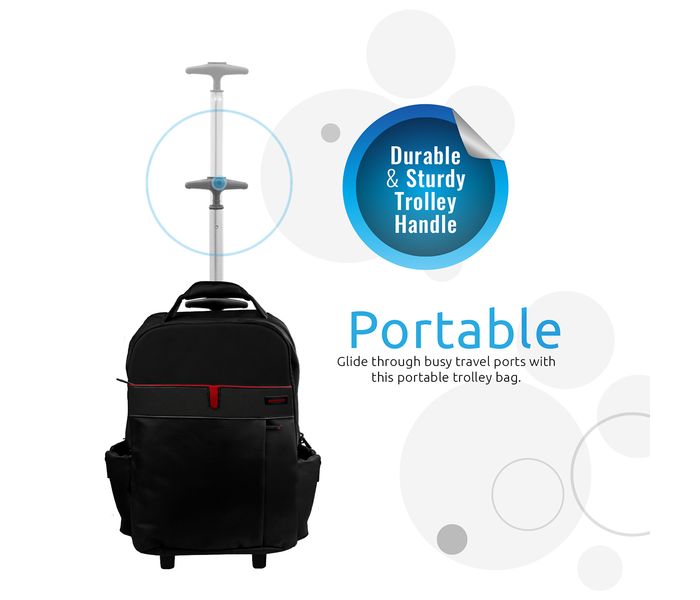 Promate Trolleypak-1 15 inch Premium Trolley Laptop Bag - Black - Zoom Image 3