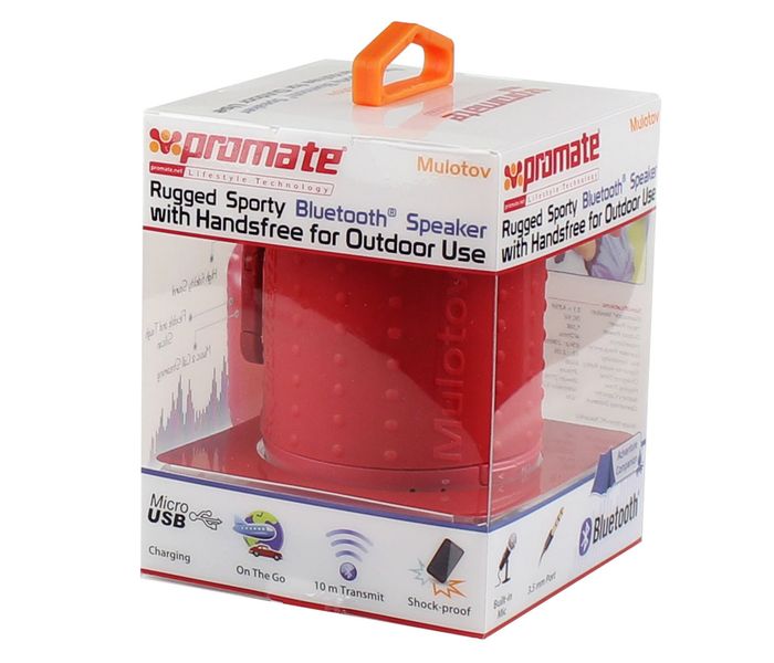 Promate Mulotov Sporty Shock Proof Portable Bluetooth Speaker - Red - Zoom Image 3