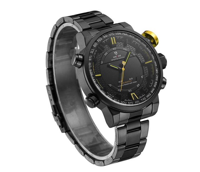 Weide WH-6402MB Analog and LED Digital Watch Black and Yellow - Zoom Image 1