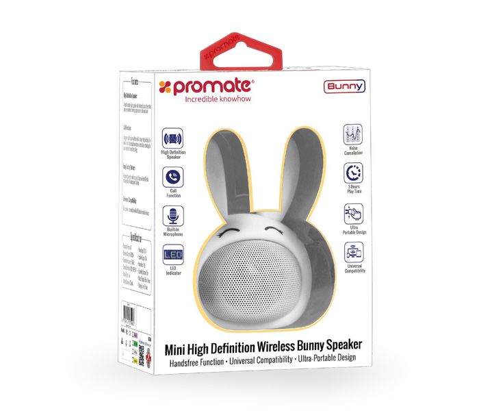 Promate Bunny Mini High Definition Wireless Bunny Speaker - White - Zoom Image 8