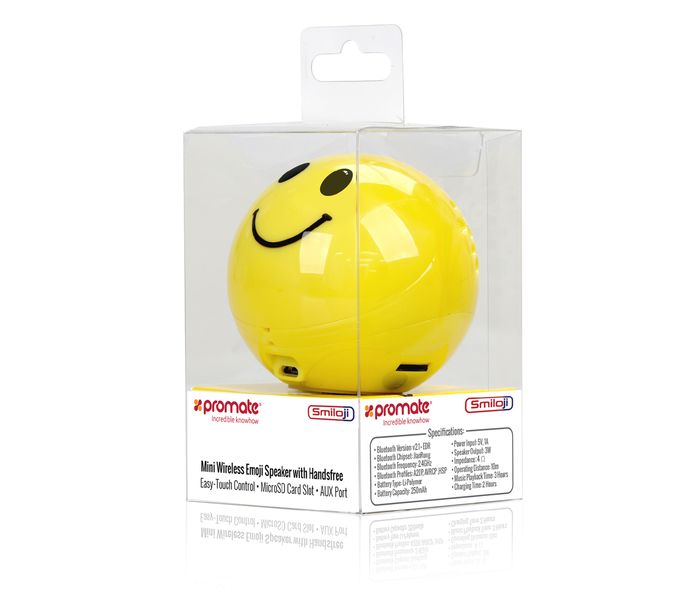 Promate Smiloji Cute Emoji Stereo Sound Wireless Bluetooth Speaker with Built-in Mic - Yellow - Zoom Image 6