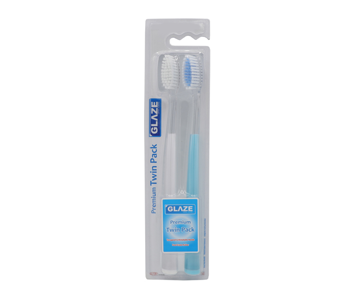 Glaze GL-237-2 Premium  Soft Toothbrush Twin Pack White and Blue - Zoom Image