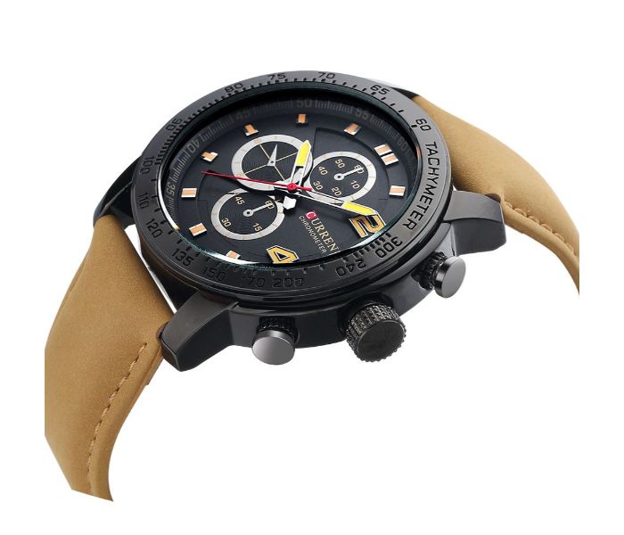 Curren 8190 Casual Analog Quartz Watch For Men Black And Brown - Zoom Image 1