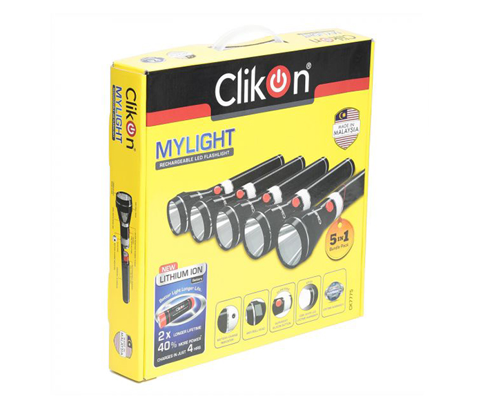 Clikon CK7775 5 In 1 Rechargeable LED Flash Light - Black - Zoom Image 3