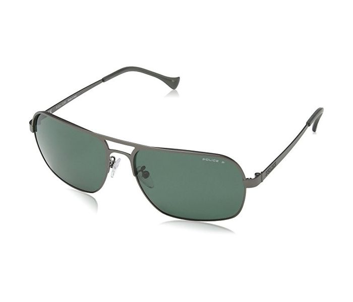 Police SPL147 627P Rectangular Gun Metal Frame & Polarized Green Lens Mirrored Sunglasses for Men - Zoom Image 2