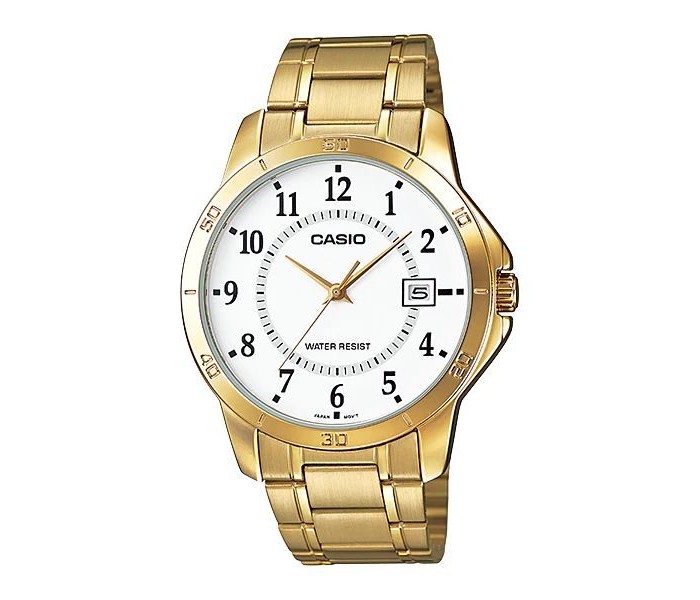 Casio MTP-V004G-7BDF Mens Analog Watch White and Gold - Zoom Image