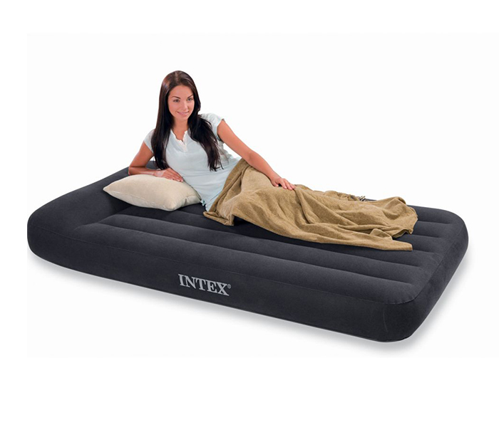 Intex ZX-66767 Inflatable Twin Size Pillow Rest Classic Airbed - Black - Zoom Image 1