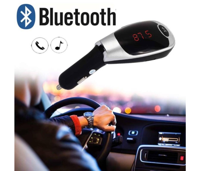 Multi-Functional Handsfree Bluetooth Car Kit FM Transmitter with USB and Micro SD Support M5 Black - Zoom Image 2