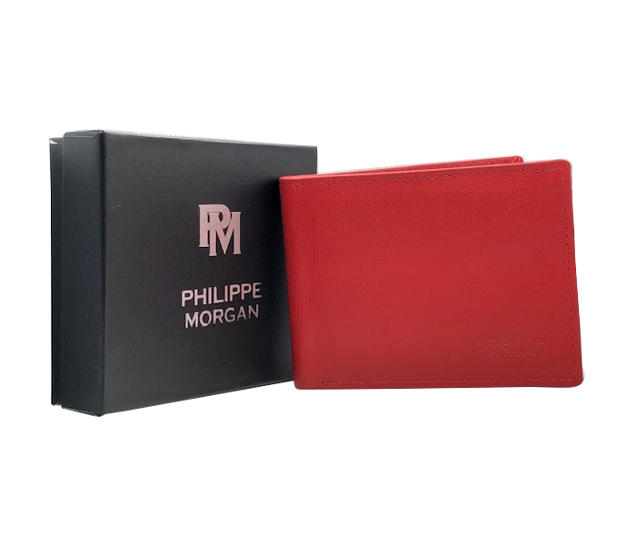 Philippe Morgan PM017 Men Leather Bifold Wallet - Red - Zoom Image 1