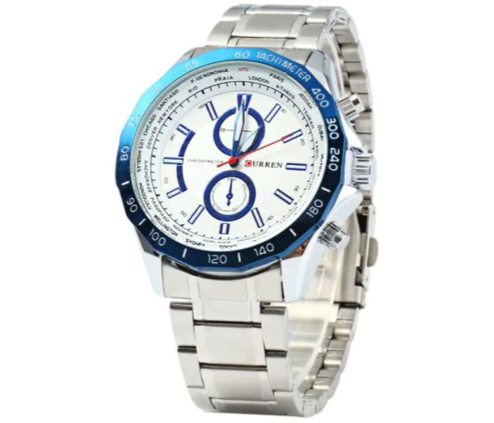 Curren 8186 Stainless Steel Analog Watch For Men Blue And Silver - Zoom Image 1