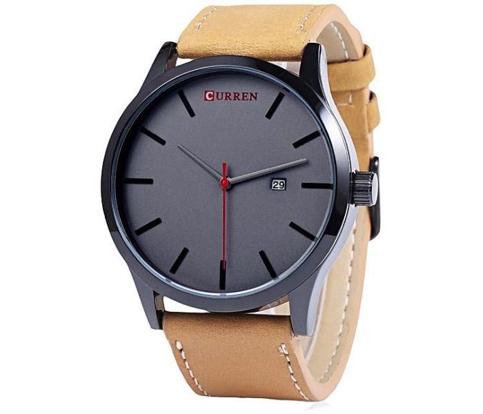 Curren 8214 Casual Simple Nail Dial Watch For Men Brown and Grey - Zoom Image