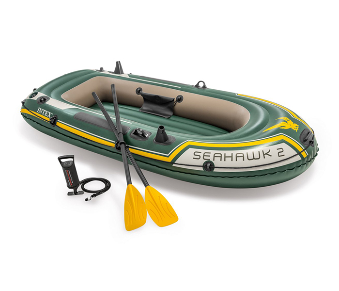 Intex ZX-68347 Inflatable Seahawk 2 Fishing Boat Set with Oars - Green - Zoom Image 4