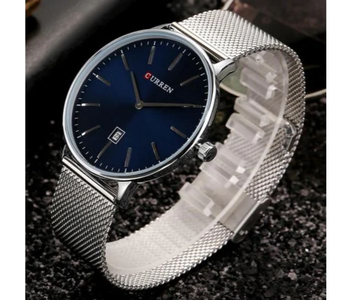 Curren 8302 Stainless Steel Analog Quartz Watch For Men Silver And Blue - Zoom Image 2