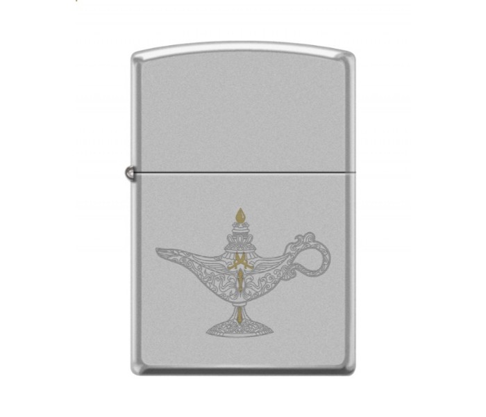 Zippo 205 AE400446 Satin Chrome Aladdin Vintage Lamp Lighter Silver - Zoom Image