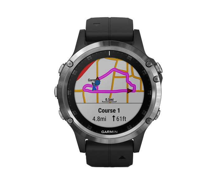 Garmin 010-01988-11 Fenix 5 Plus Smartwatch - Silver with Black Band - Zoom Image 1