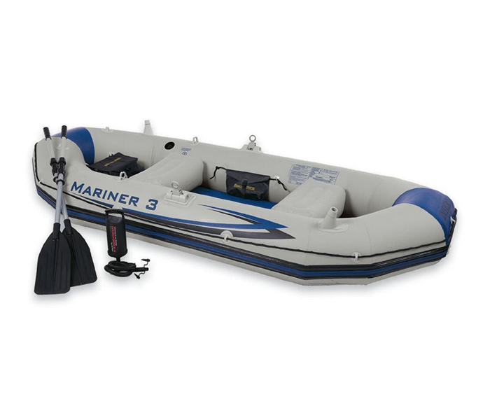 Intex ZX-68373 297 x 127 x 46CM Inflatable Mariner 3 Pro Boat Set - Grey - Zoom Image 1