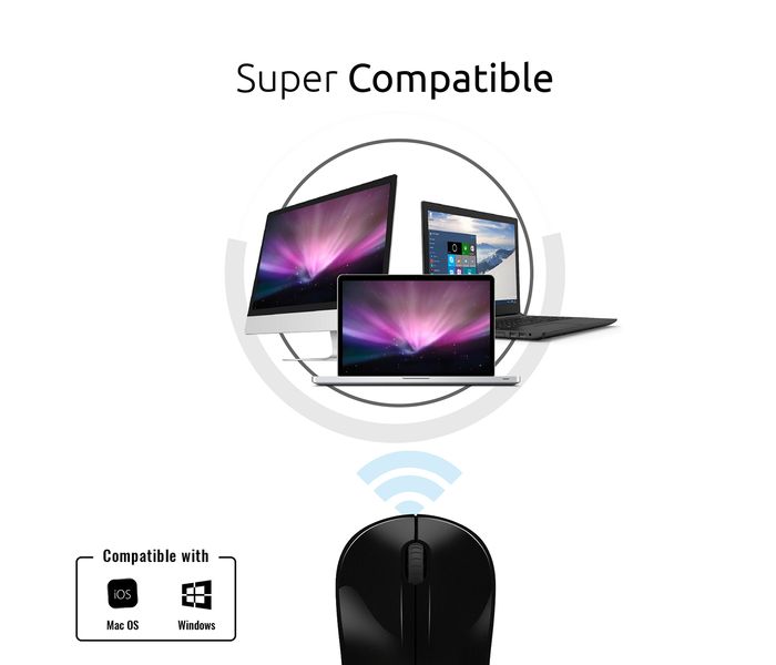 Promate Clix-1 2.4Ghz Optical Wireless Mouse with Nano Bluetooth USB Receiver, Black - Zoom Image 7