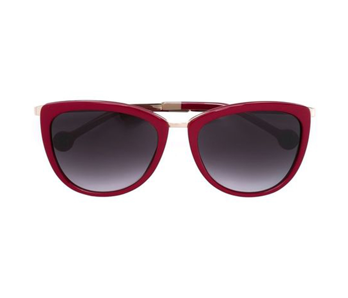 Carolina Herrera SHE046 300F Cateye Red Frame & Shiny Gunmetal Mirrored Sunglasses for Women - Zoom Image