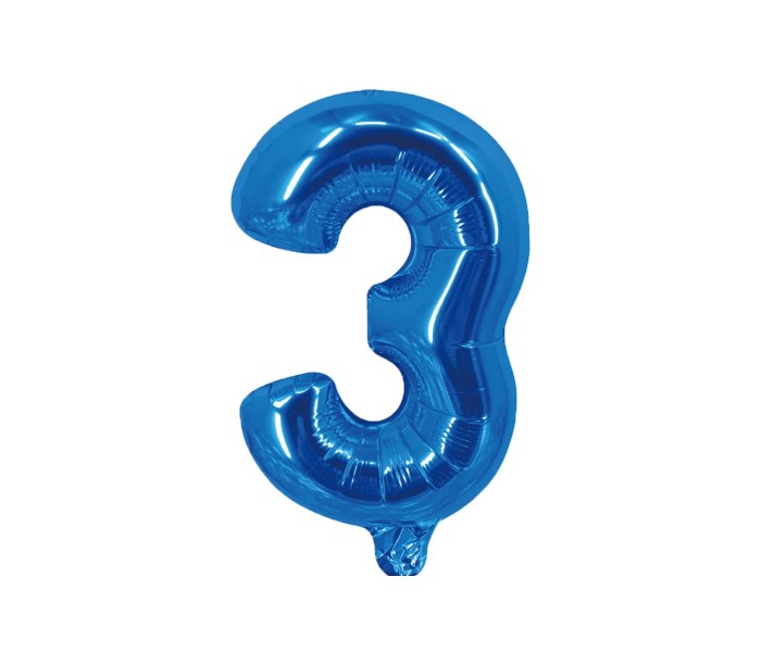 Party Time 3-B-804086 Number 3 16 Inch Foil Balloon Blue - Zoom Image