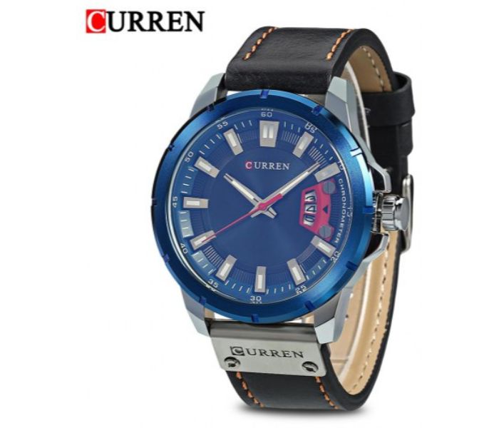 Curren 8284 Analog Quartz Watch For Men Black and Silver - Zoom Image 1