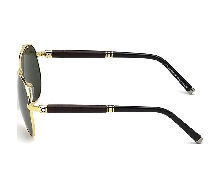 Mont Blanc MB 518S 30N Aviator Shiny Endura Gold & Black Frame and Grey/Green Mirrored Sunglasses for Unisex - Zoom Image 2