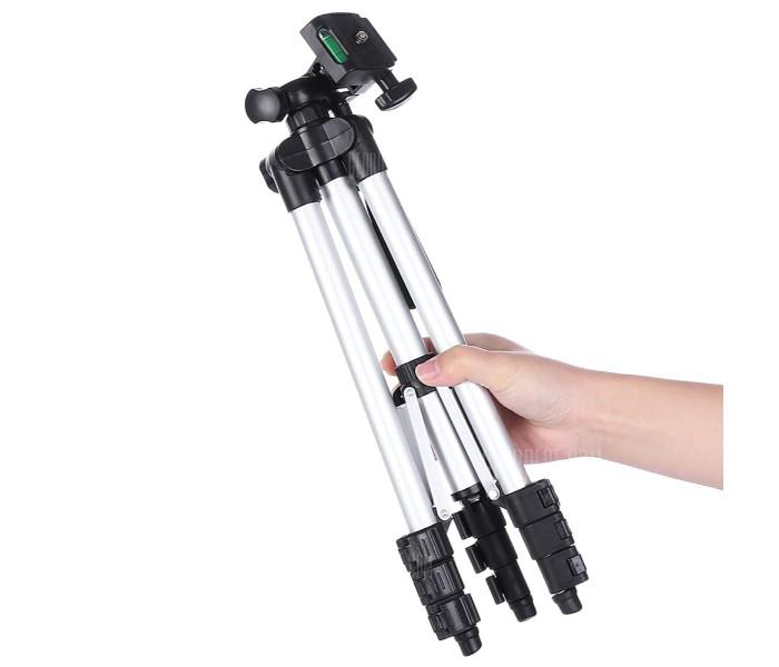 Professional 3110 Portable & Foldable Tripod Stand with Clip Bracket Holder for Mobile, Camera and go pro Flexible Mount with Three-dimensional Head - Zoom Image 3