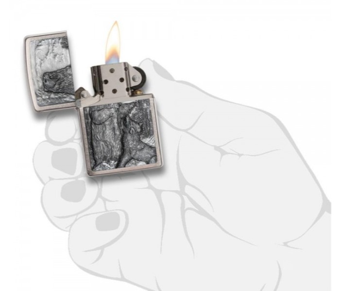 Zippo 29636 200 Bear Vs Wolf Lighter Silver - Zoom Image 3