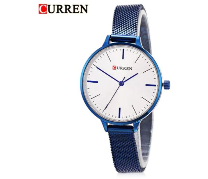 Curren 9022 Stainless Steel Analog Quartz Watch For Women White and Blue - Zoom Image 2