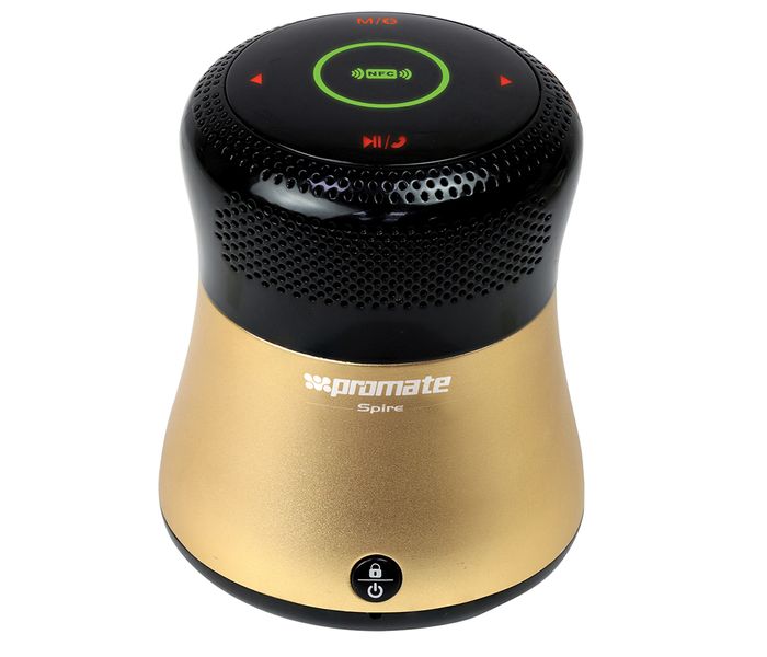 Promate Spire Portable Bluetooth Speaker with NFC Connectivity - Gold - Zoom Image 1