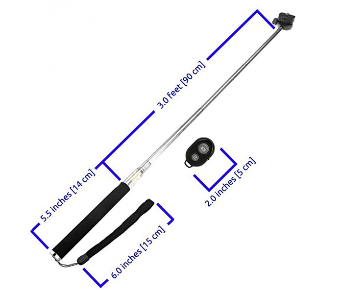 Trands TR-SS50 Universal Wireless Bluetooth Mobile Selfie Stick Monopod - Black - Zoom Image 3