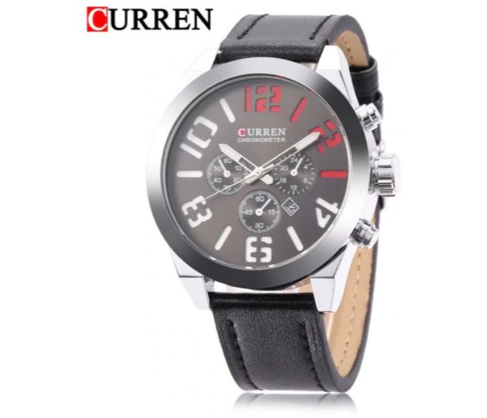 Curren 8198 Quartz Watch For Men Red And White - Zoom Image