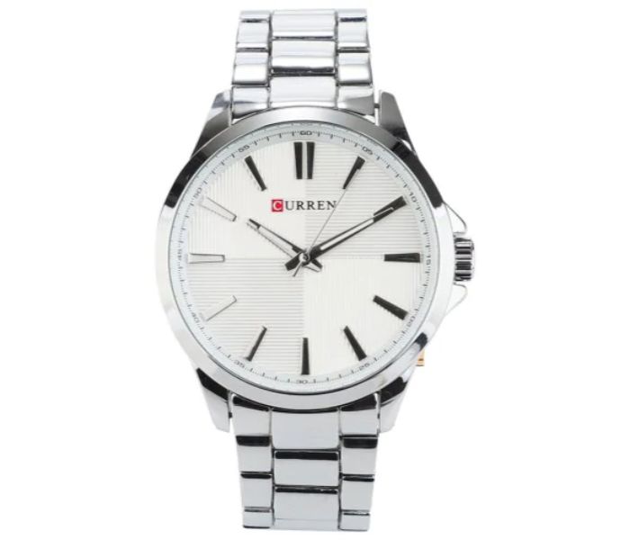 Curren 8320 Waterproof Quartz Watch For Men Platinum And White - Zoom Image