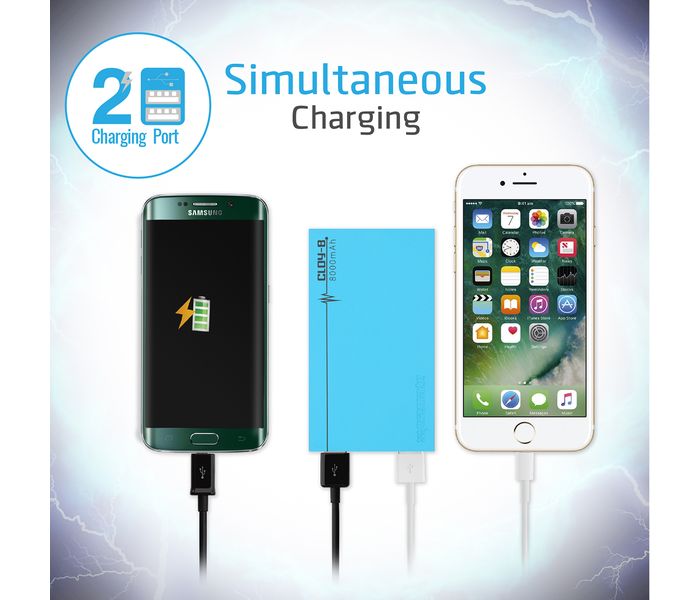 Promate Cloy-8 8000 mAh Dual Port Portable Charger Power Bank, Blue - Zoom Image 2