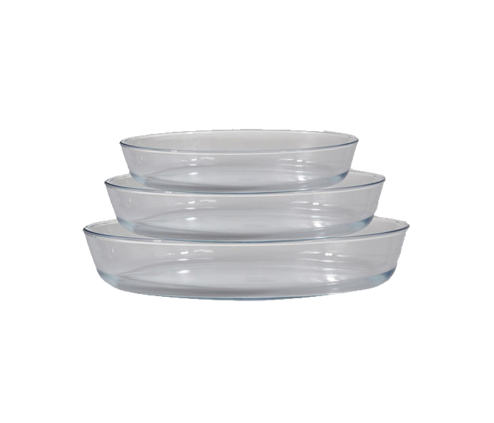 Royalford RF8804 3 Pieces Oval Glass Baking Tray - Clear - Zoom Image 2