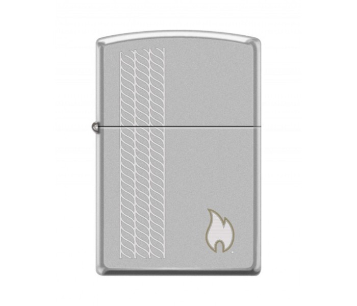 Zippo 205 MP400662 Satin Chrome Flames Ropes Lighter Silver - Zoom Image